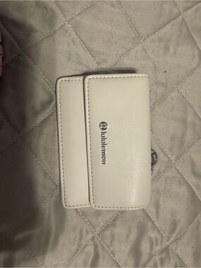 lululemon athletica Off-White Leather Phone Wallet with Silver Logo